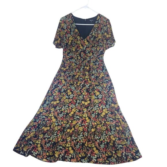 Madewell Dolman-Sleeve Ruffle-Hem Midi Dress in Flower Garden Summer - Picture 2 of 10